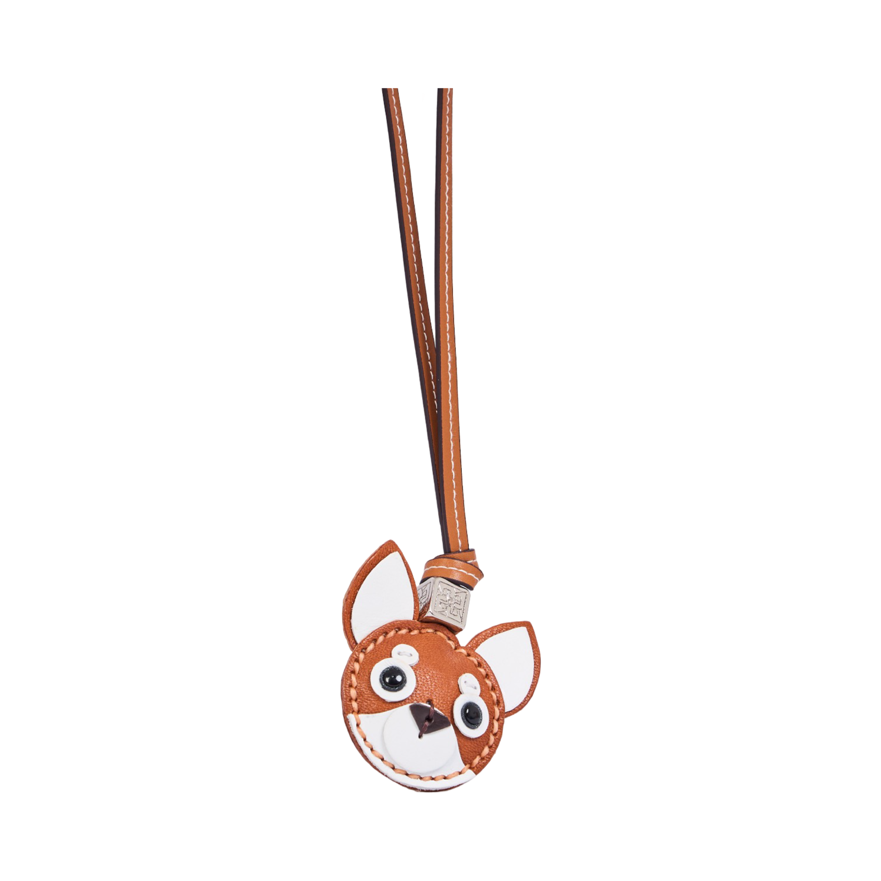 Animal Face Bag Charms Silver - Brown Chihuahua
