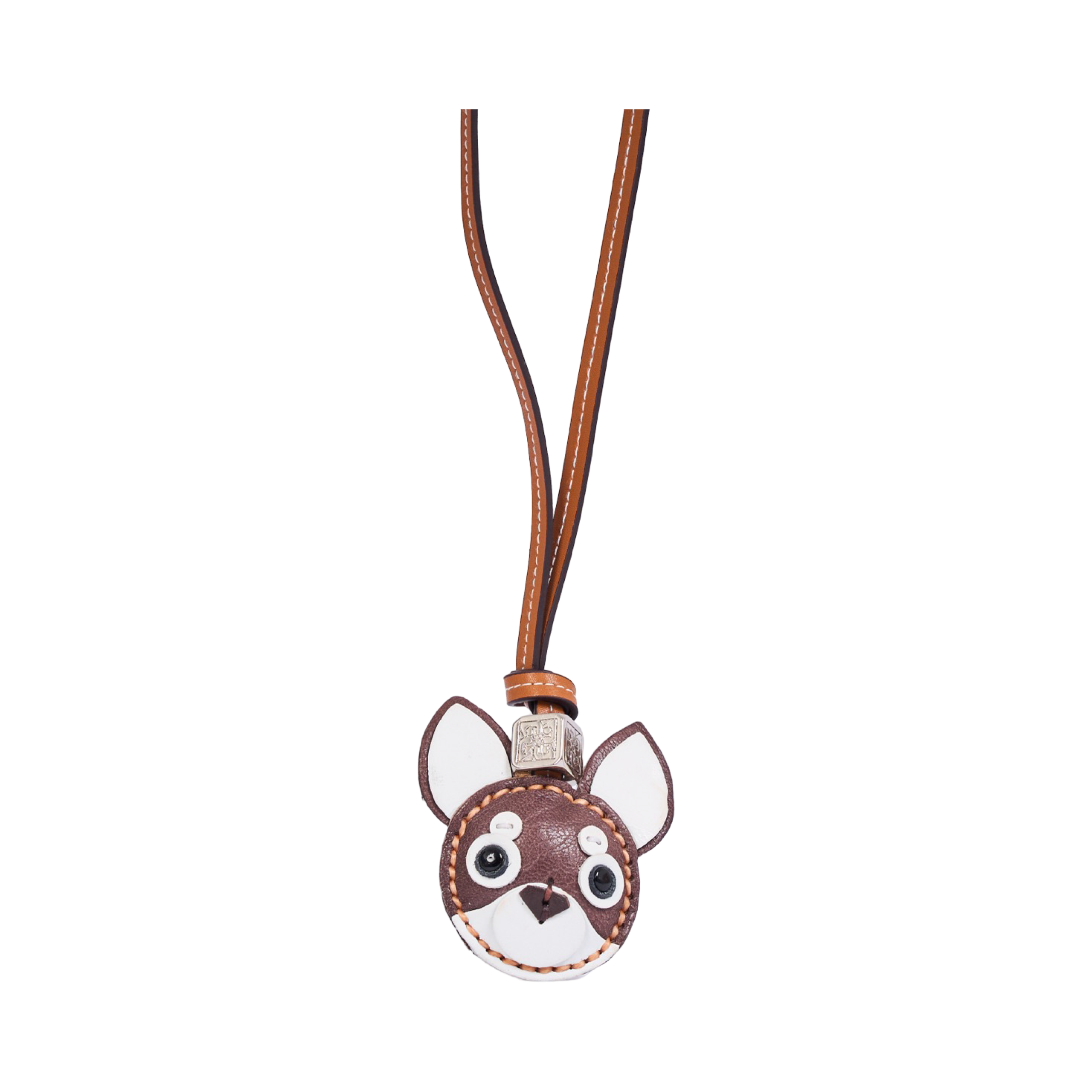 Animal Face Bag Charms Silver - Dark Brown Chihuahua