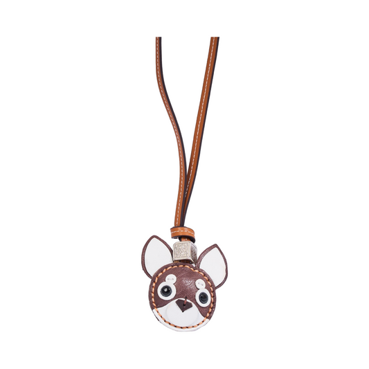 Animal Face Bag Charms Silver - Dark Brown Chihuahua