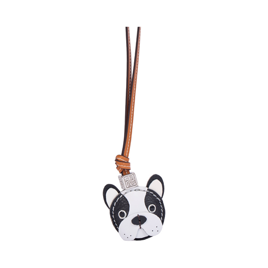 Animal Face Bag Charms Silver - Black French Bulldog