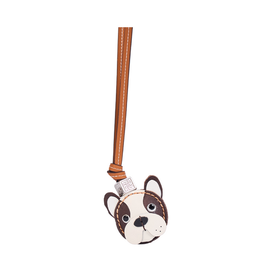 Animal Face Bag Charms Silver - Brown French Bulldog