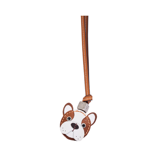 Animal Face Bag Charms Silver - Brown French Bulldog