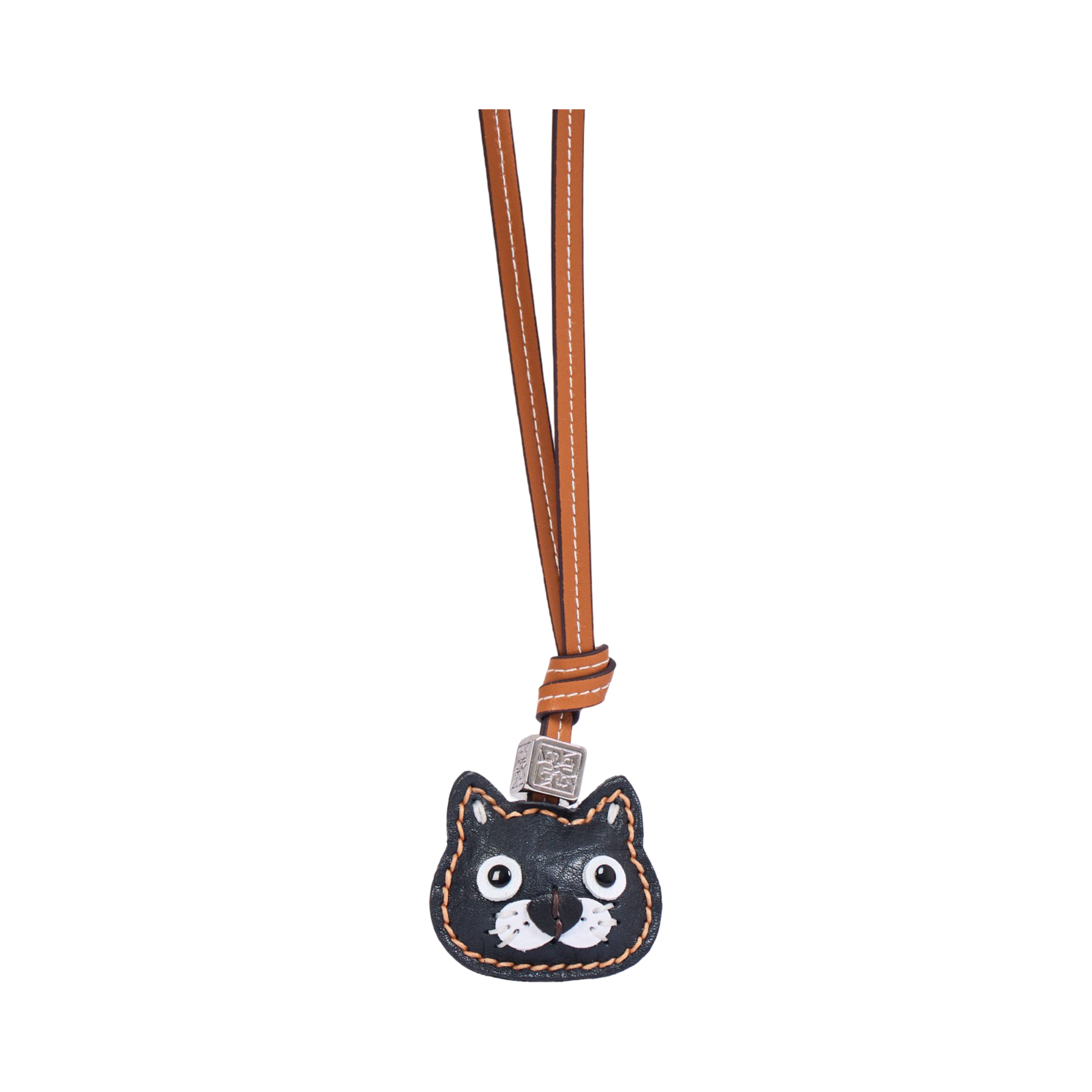 Animal Face Bag Charms Silver - Black Cat