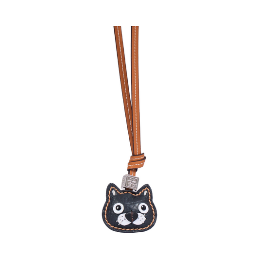 Animal Face Bag Charms Silver - Black Cat