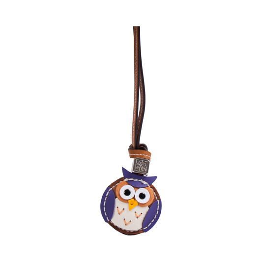 Animal Face Bag Charms Silver - Purple Owl