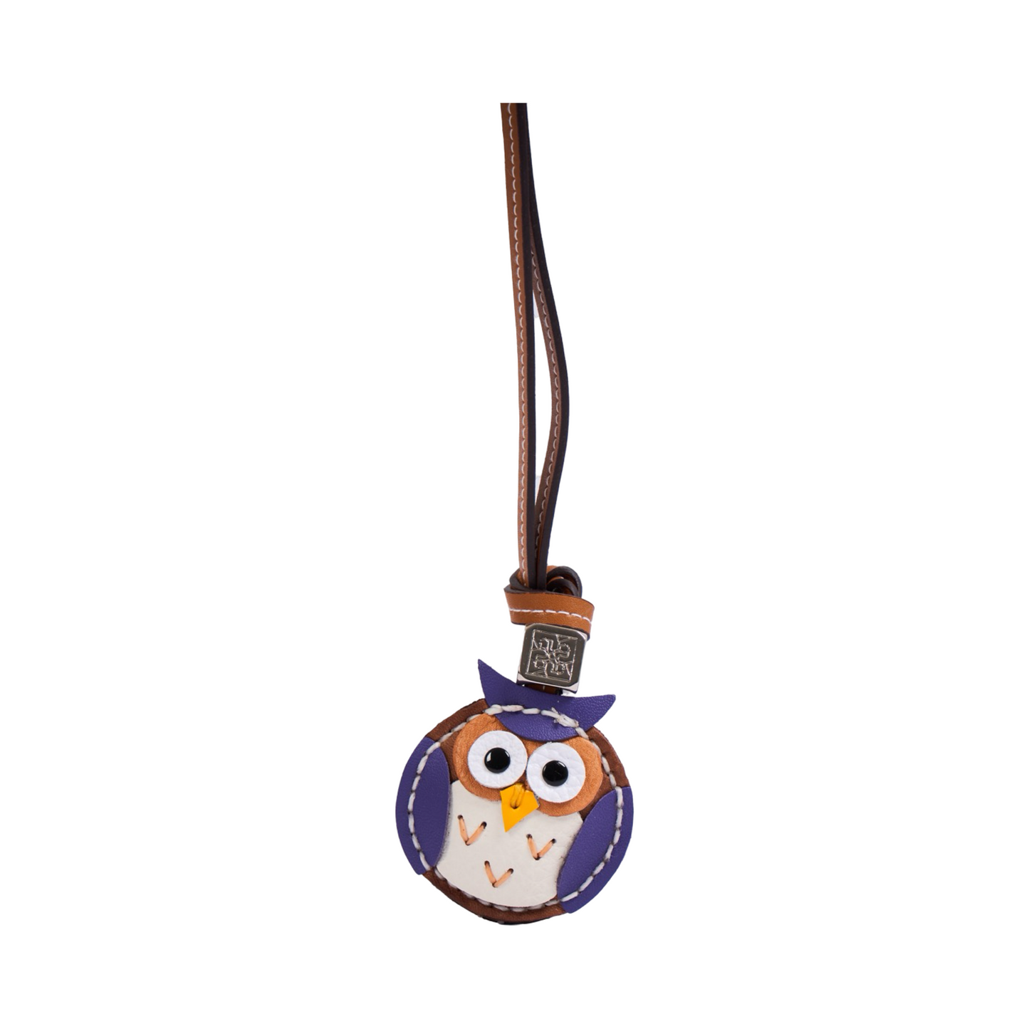 Animal Face Bag Charms Silver - Purple Owl