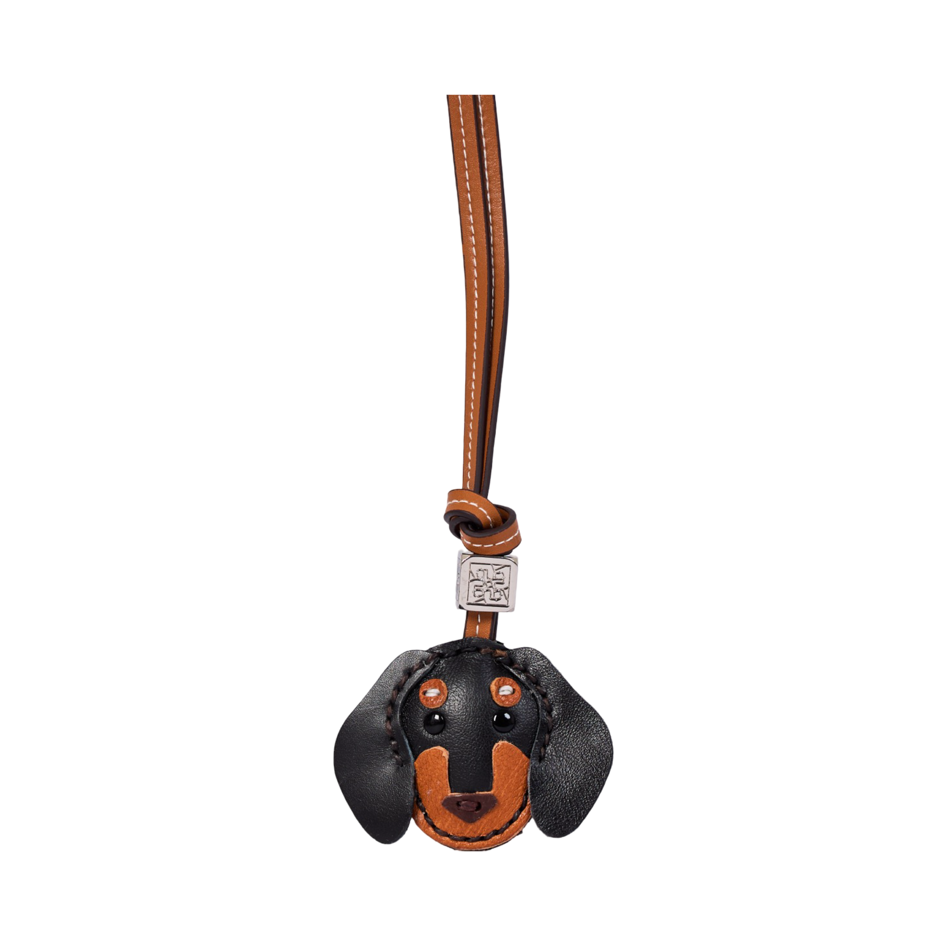 Animal Face Bag Charms Silver - Black Dachshund