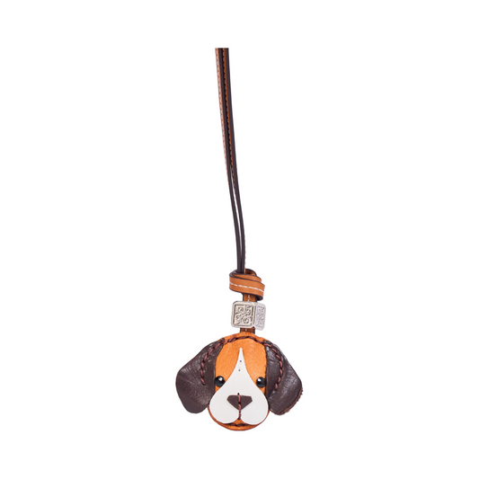 Animal Face Bag Charms Silver - Brown Beagle
