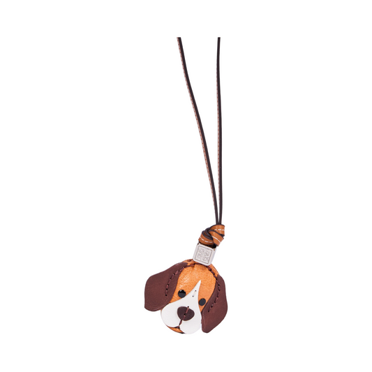 Animal Face Bag Charms Silver - Brown Beagle