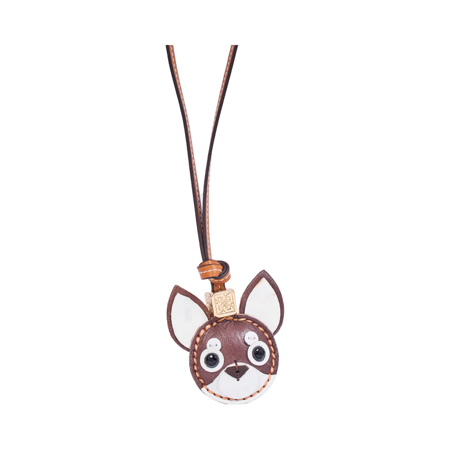 Animal Face Bag Charms Gold - Dark Brown Chihuahua
