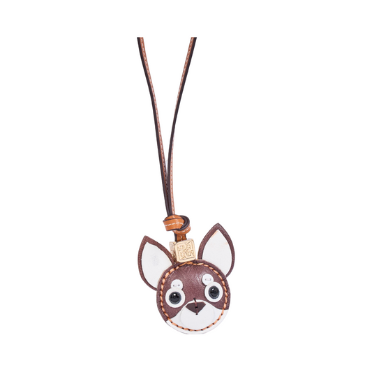 Animal Face Bag Charms Gold - Dark Brown Chihuahua