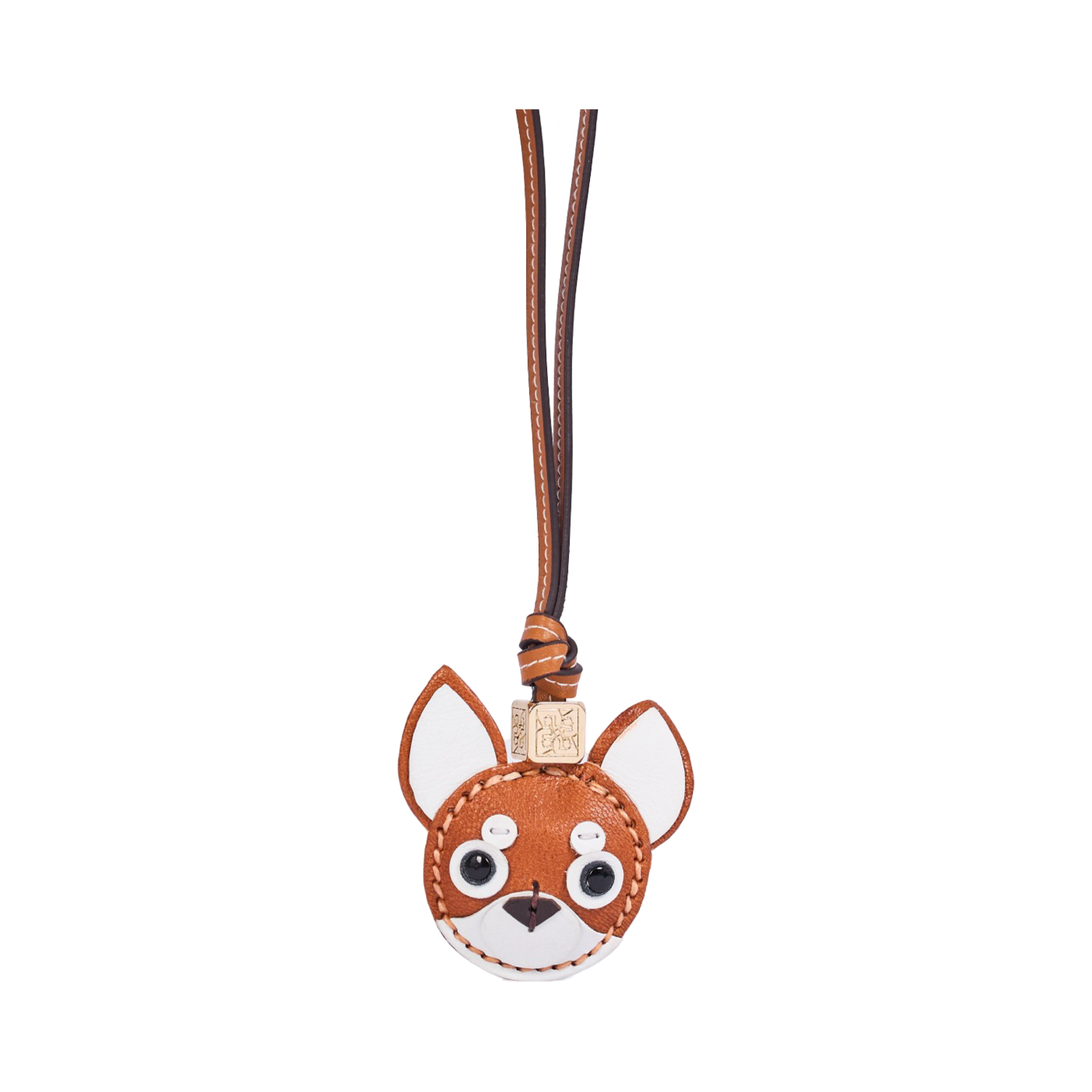 Animal Face Bag Charms Gold - Brown Chihuahua