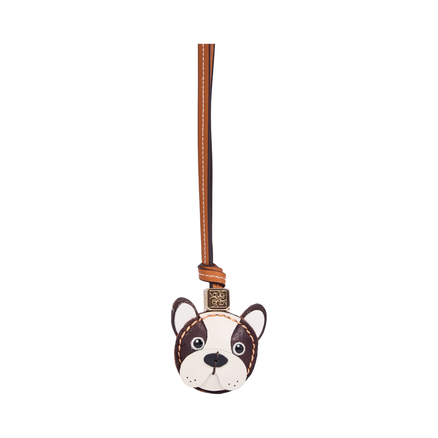 Animal Face Bag Charms Gold - Brown French Bulldog