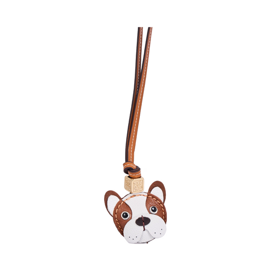 Animal Face Bag Charms Gold - Brown French Bulldog