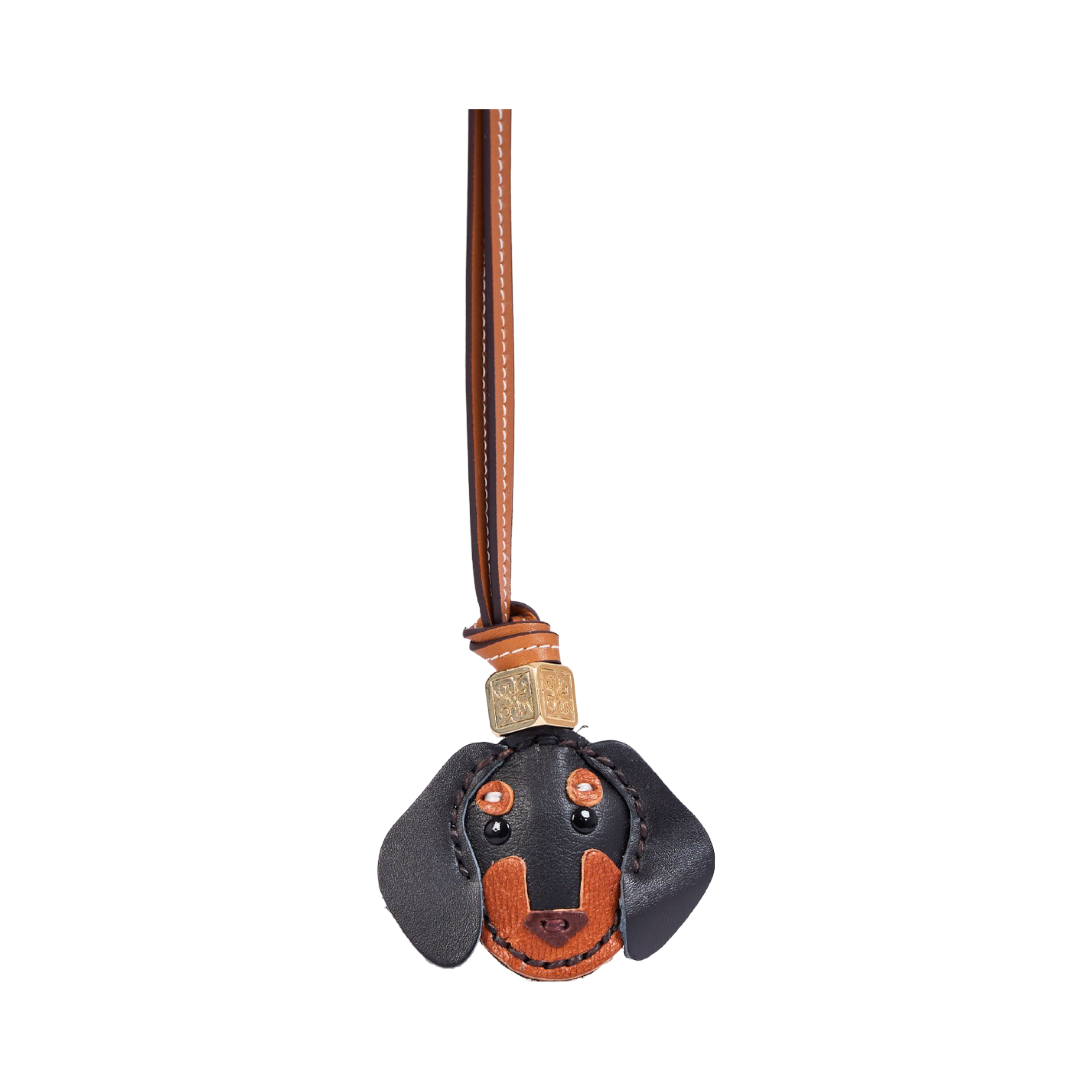 Animal Face Bag Charms Gold - Black Dachshund
