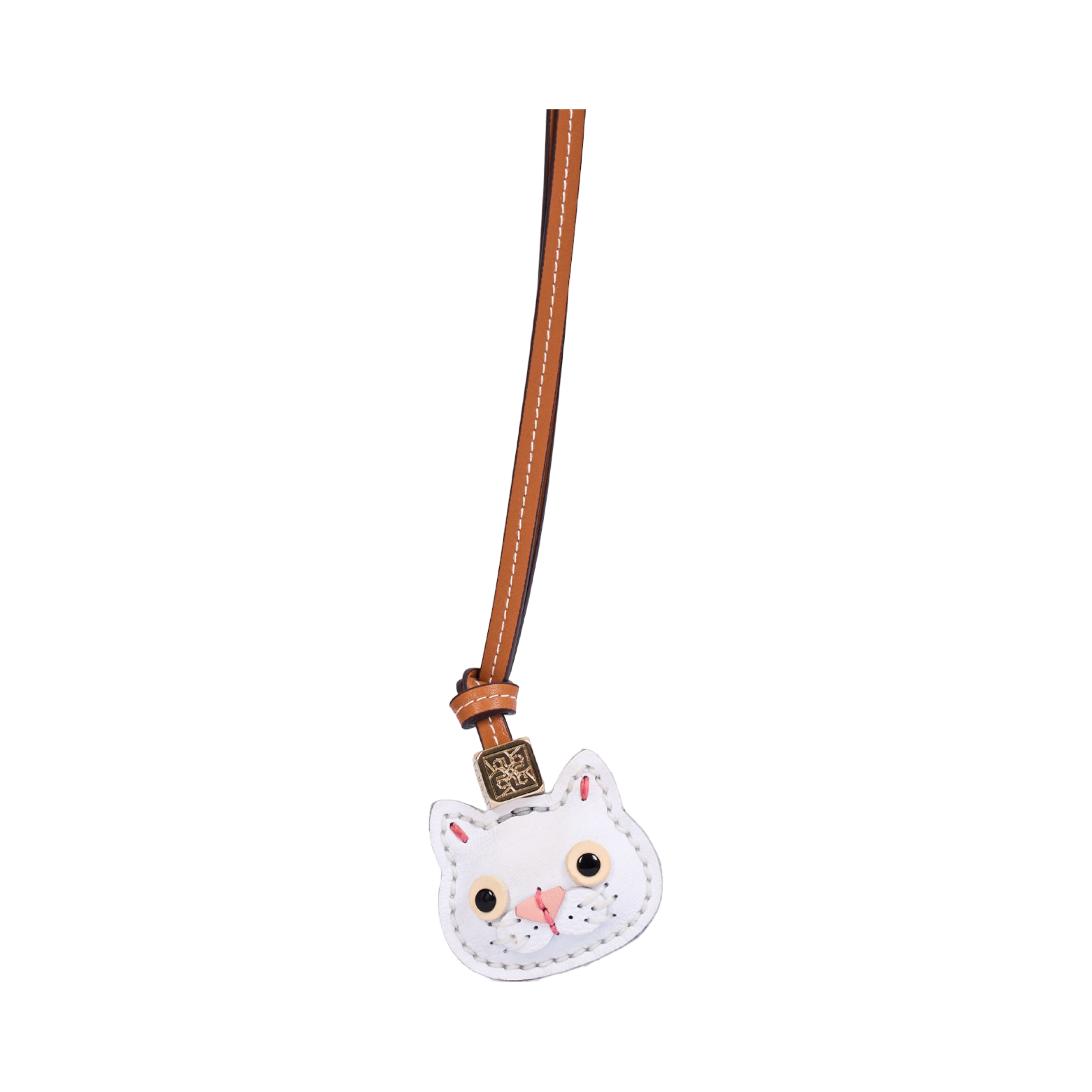 Animal Face Bag Charms Gold - White Cat
