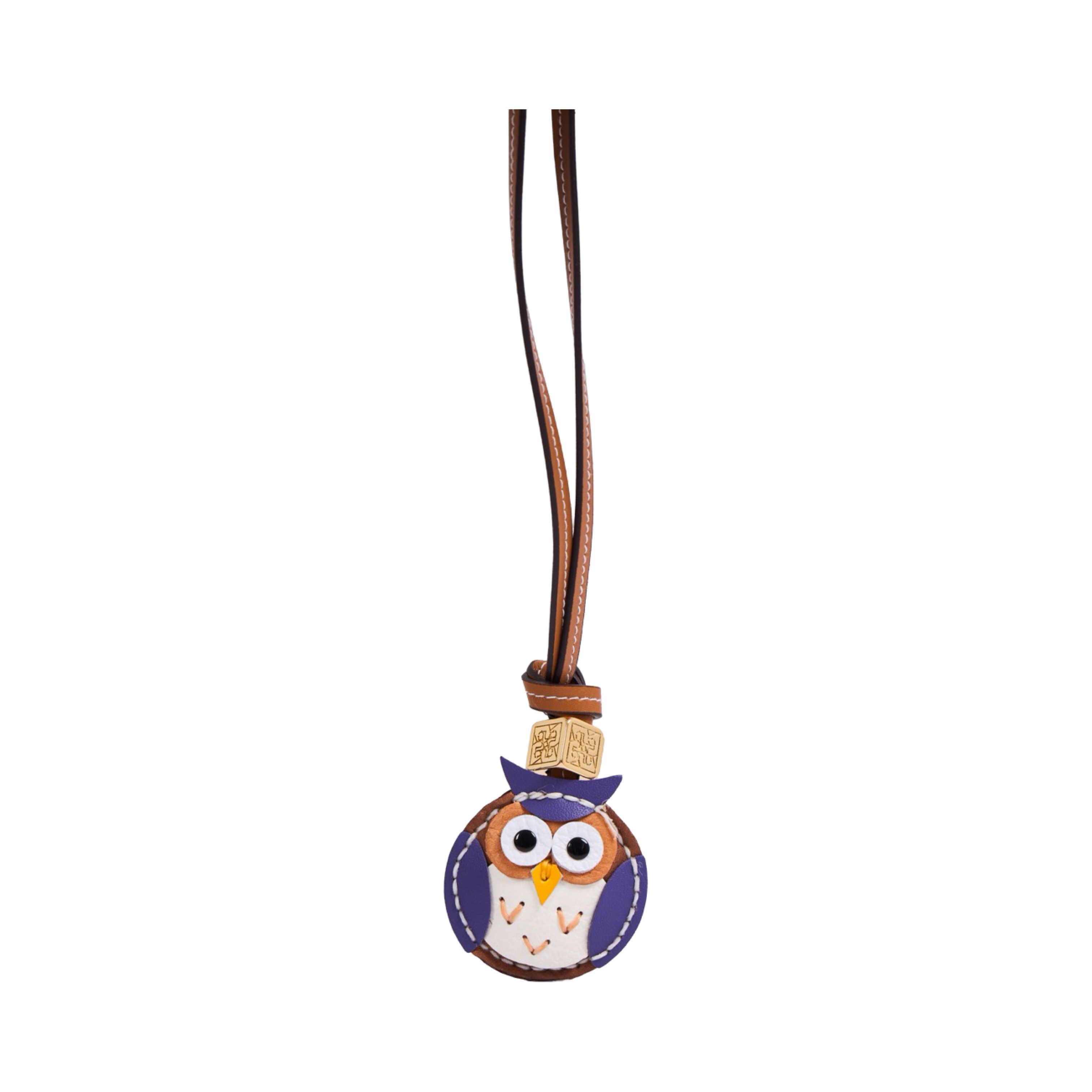 Animal Face Bag Charms Gold - Purple Owl
