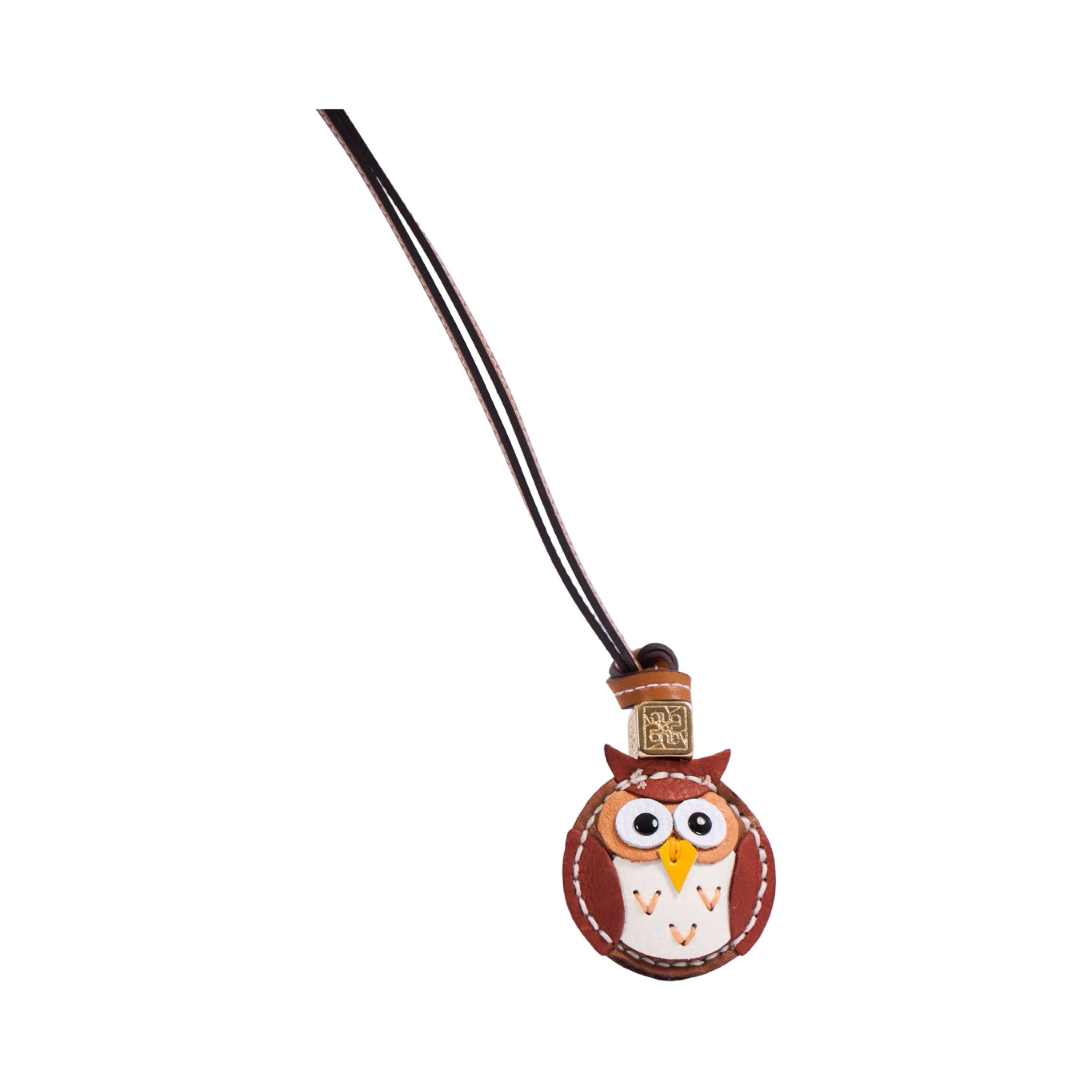 Animal Face Bag Charms Gold - Brown Owl
