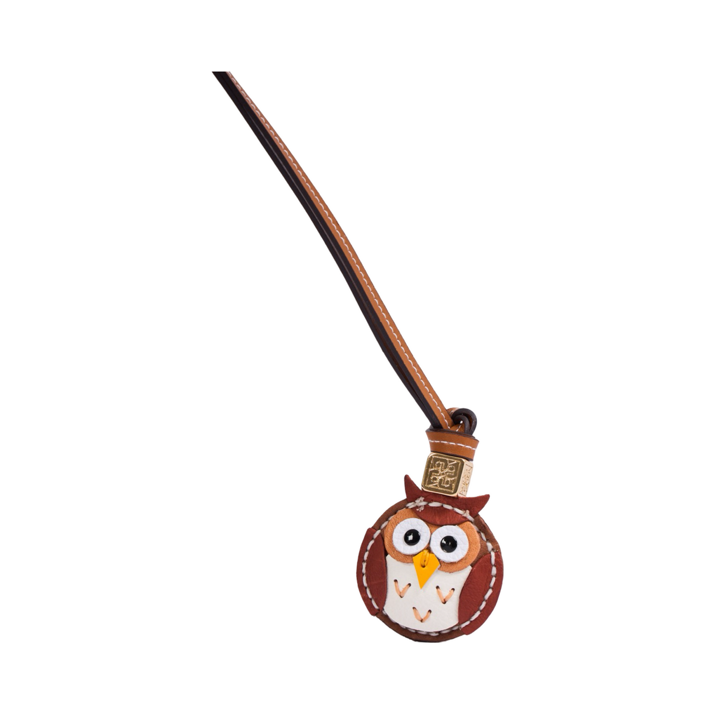 Animal Face Bag Charms Gold - Brown Owl