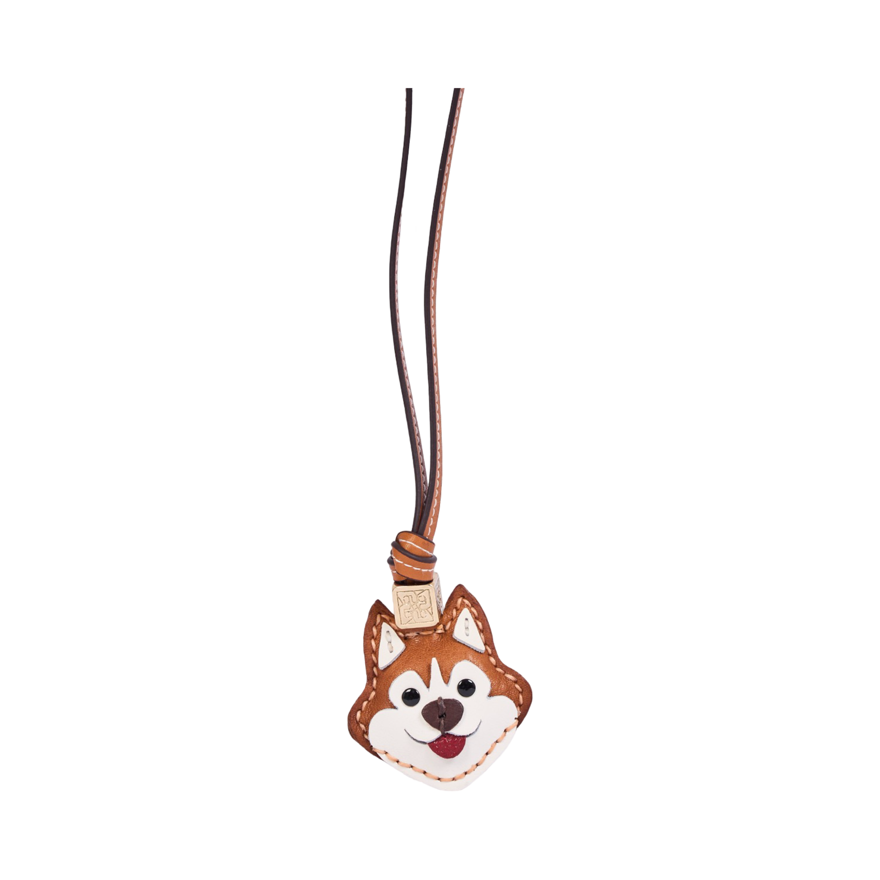 Animal Face Bag Charms Gold - Brown Husky