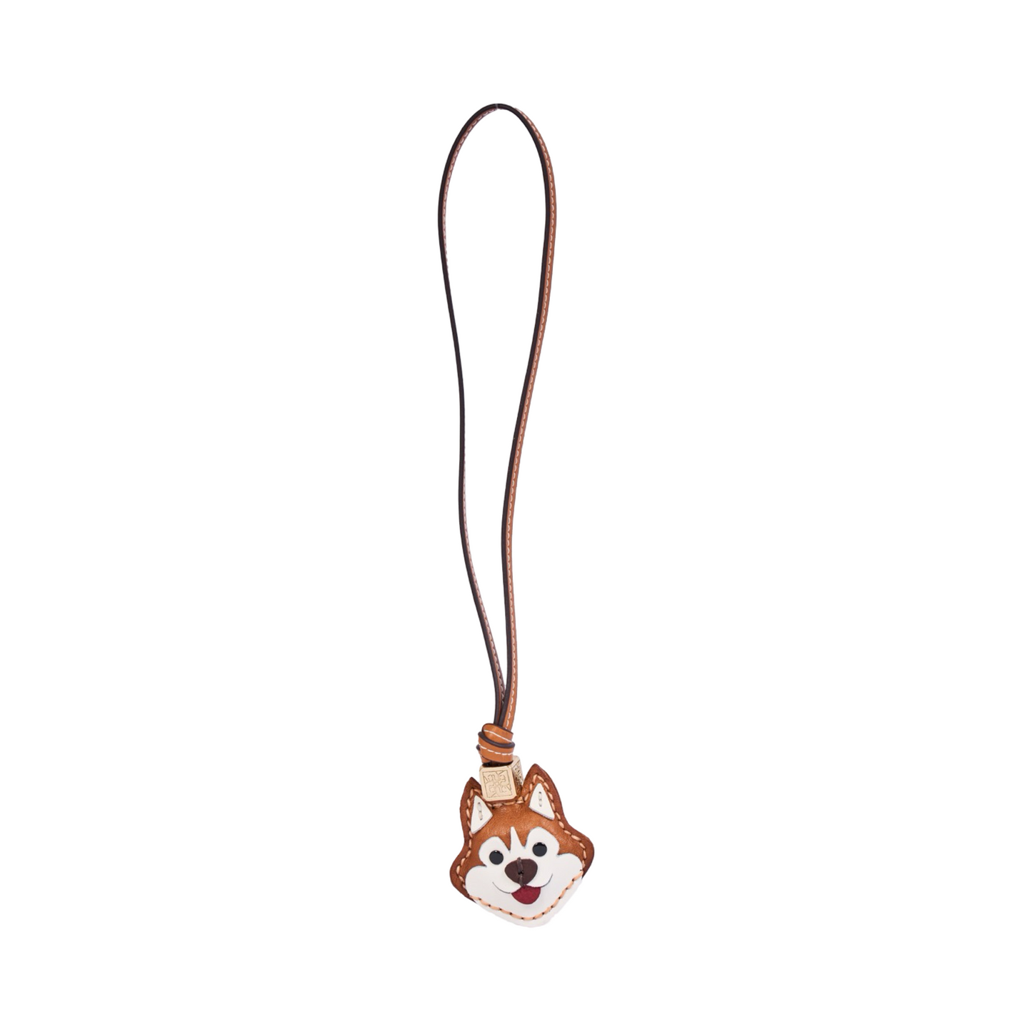Animal Face Bag Charms Gold - Brown Husky