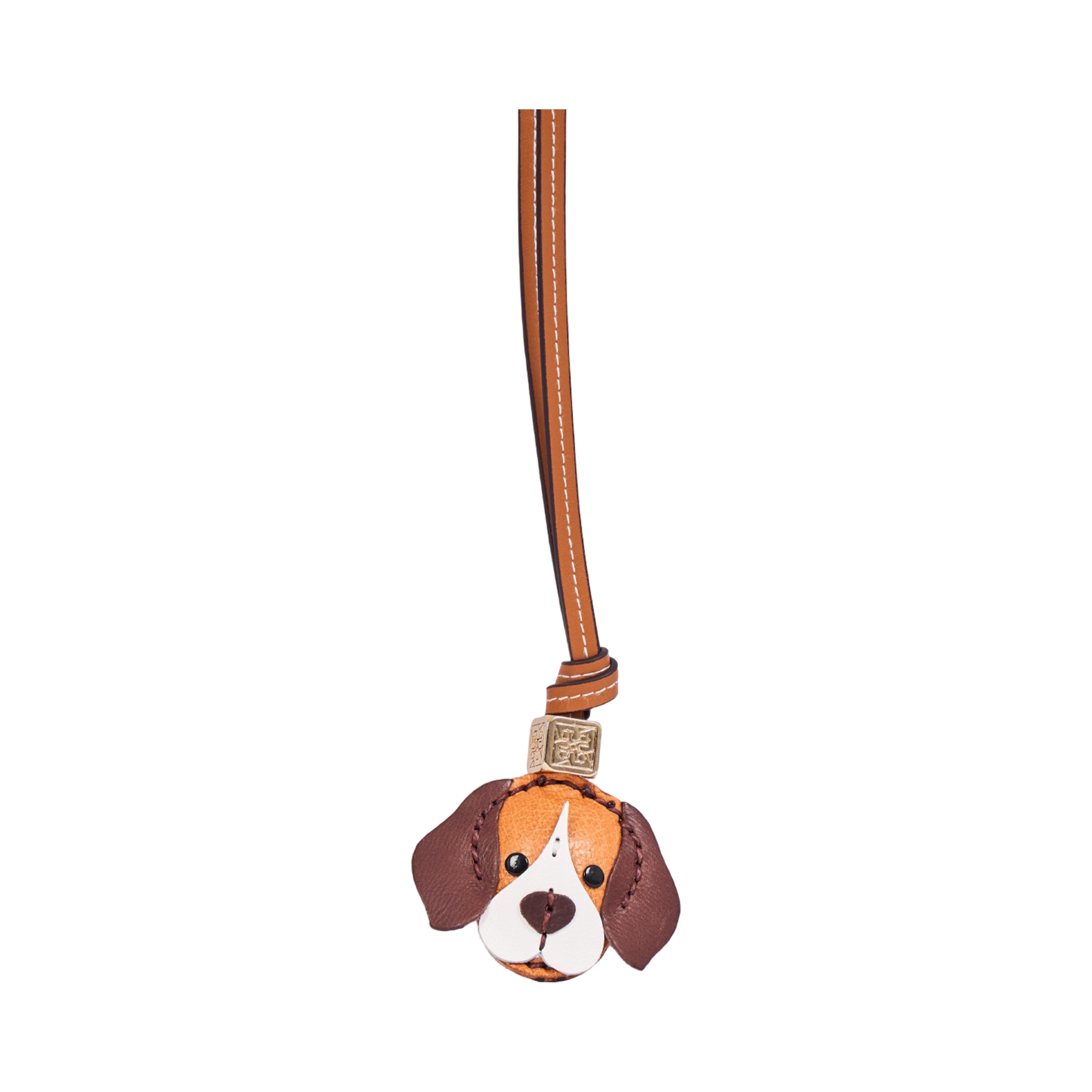 Animal Face Bag Charms Gold - Brown Beagle