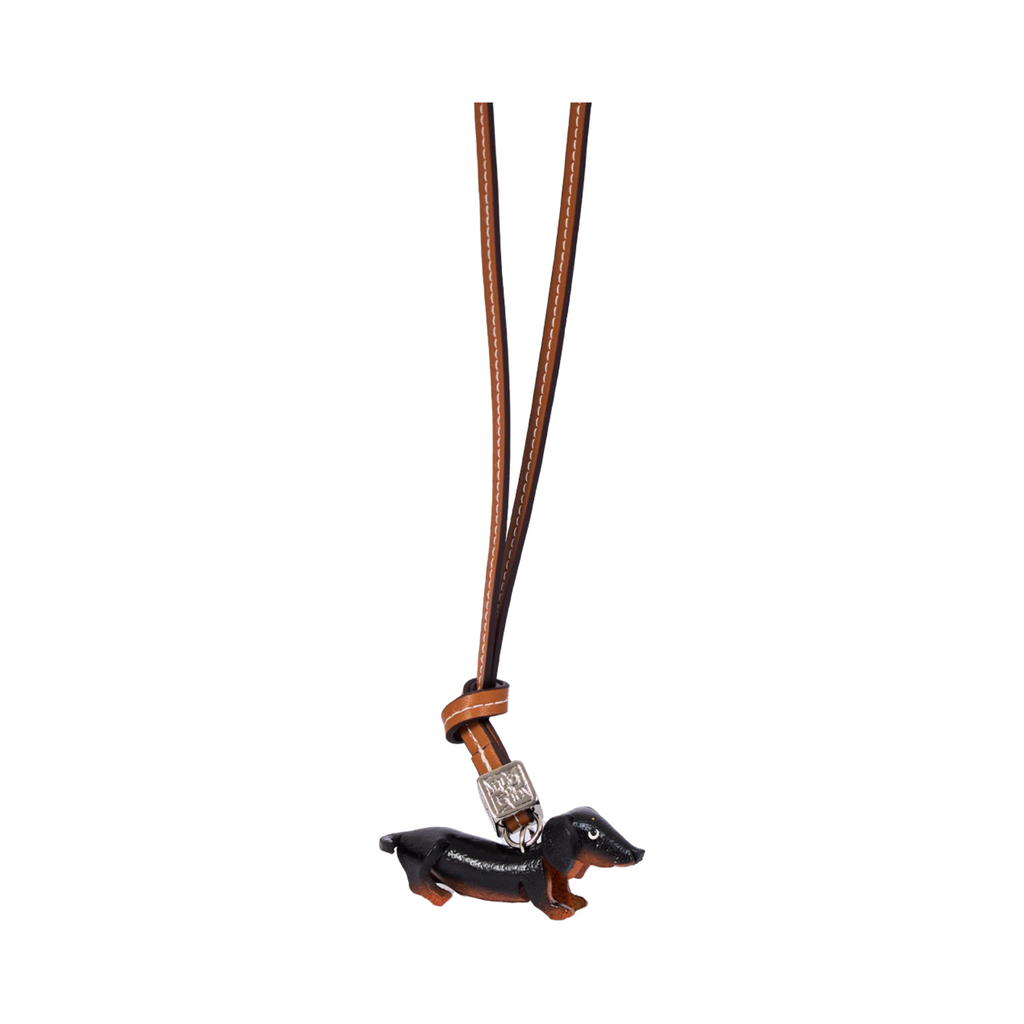 Animal Bag Charm Silver - Black Dachshund