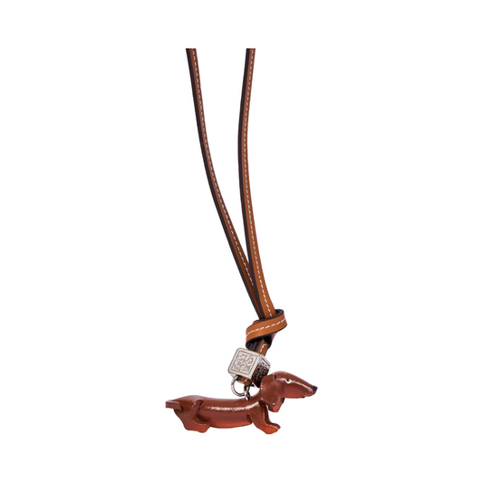 Animal Bag Charm Silver - Brown Dachshund