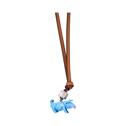 Animal Bag Charm Silver - Blue Pig