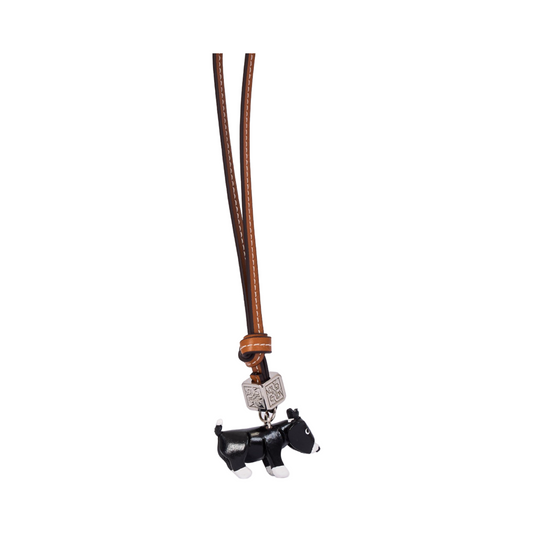 Animal Bag Charm Silver - Black Pit Bull
