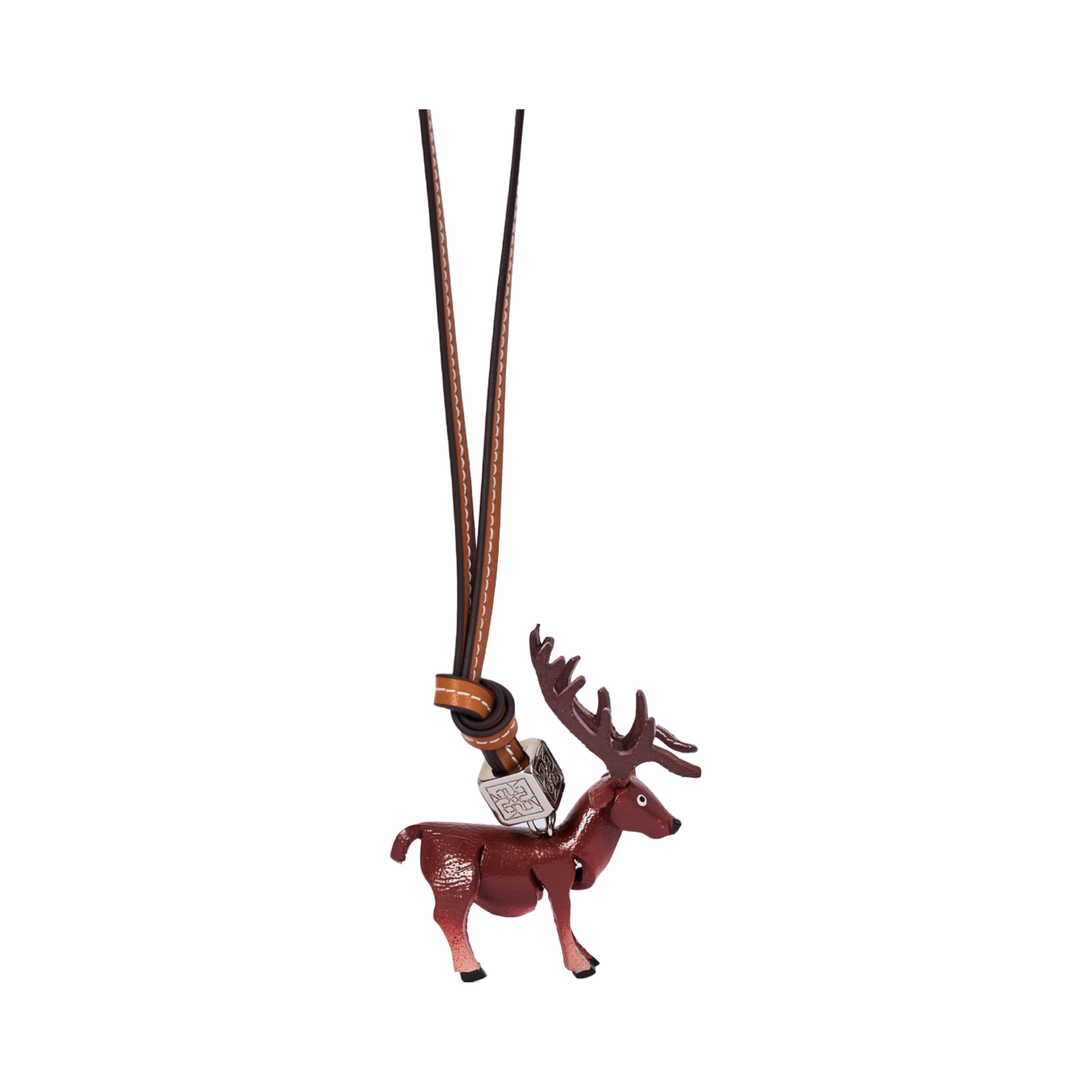 Animal Bag Charm Silver - Brown Raindeer
