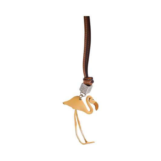 Animal Bag Charms Silver - Yellow Flamingo