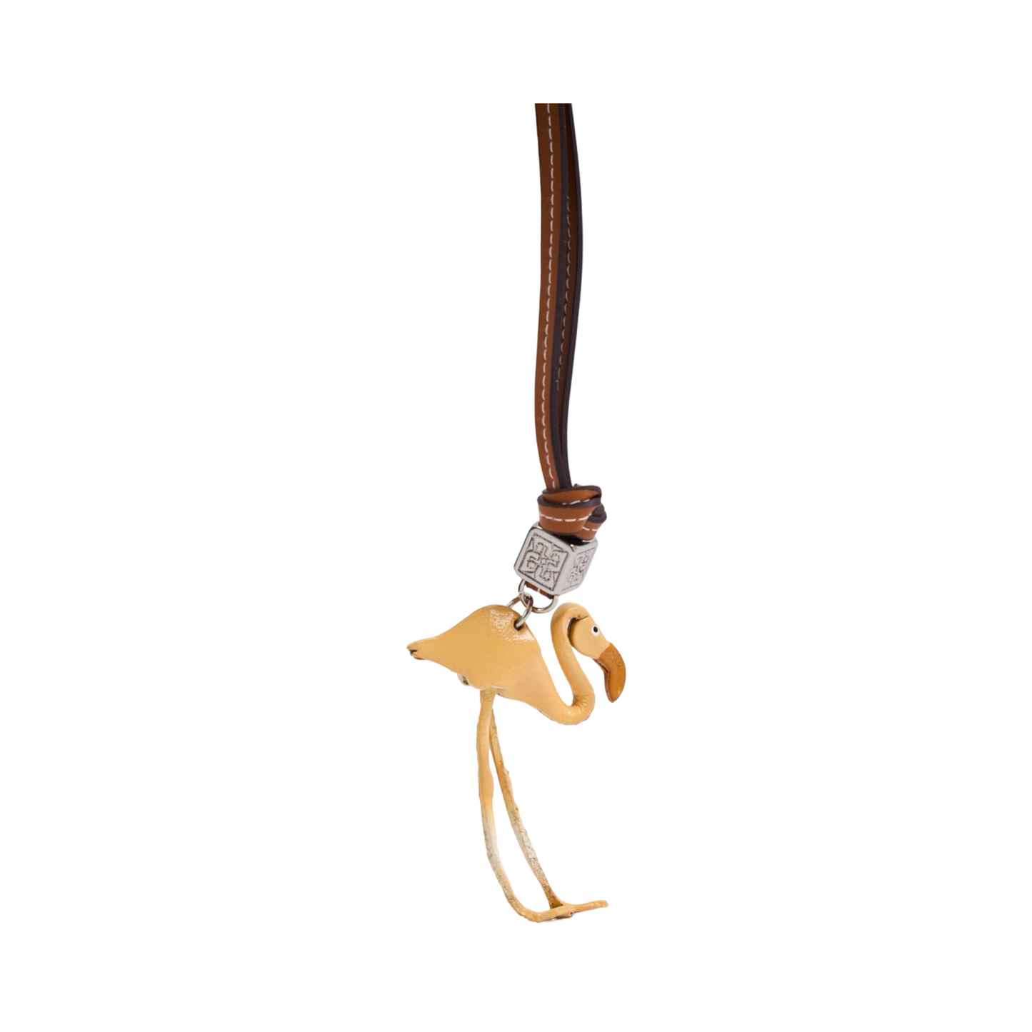 Animal Bag Charms Silver - Yellow Flamingo