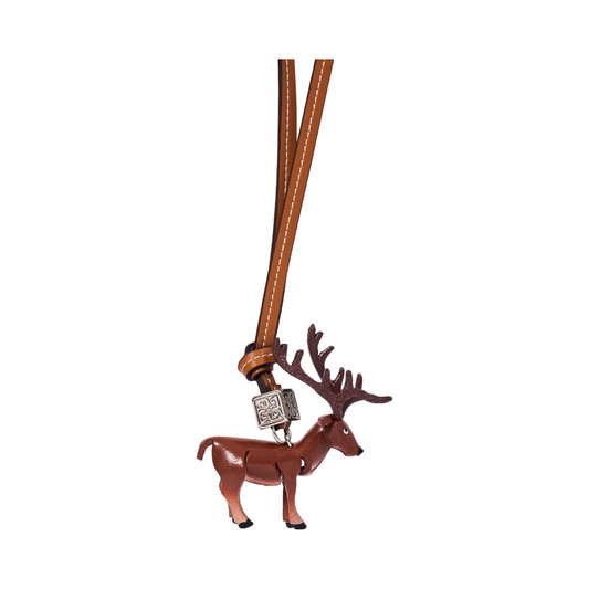 Animal Bag Charm Silver - Brown Raindeer