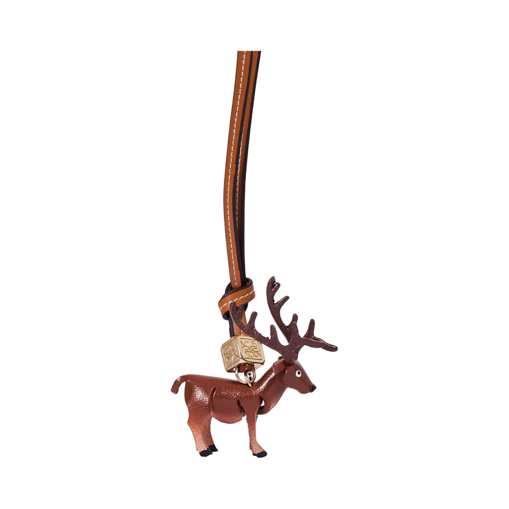 Animal Bag Charm Gold - Brown Raindeer