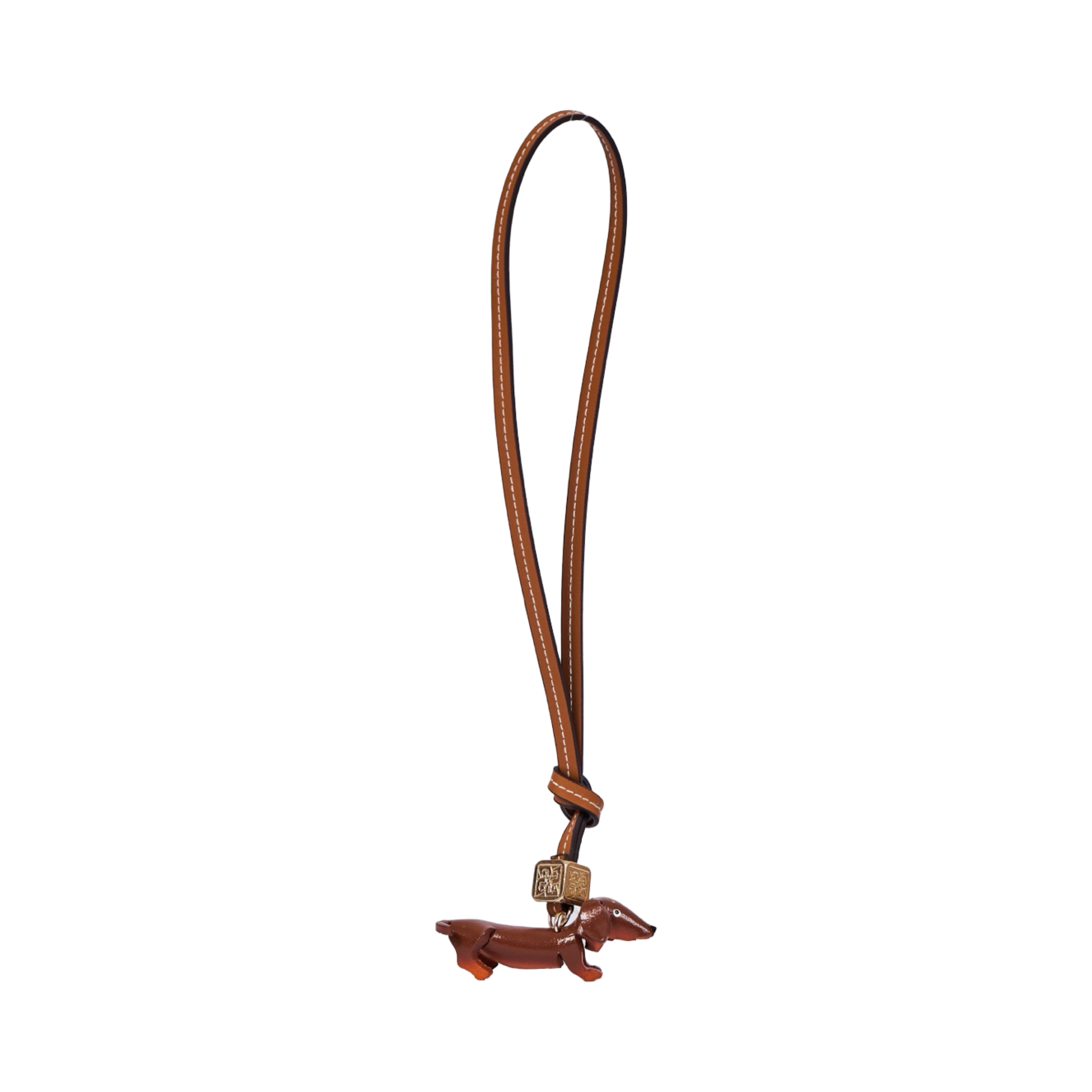 Animal Bag Charm Gold - Brown Dachshund