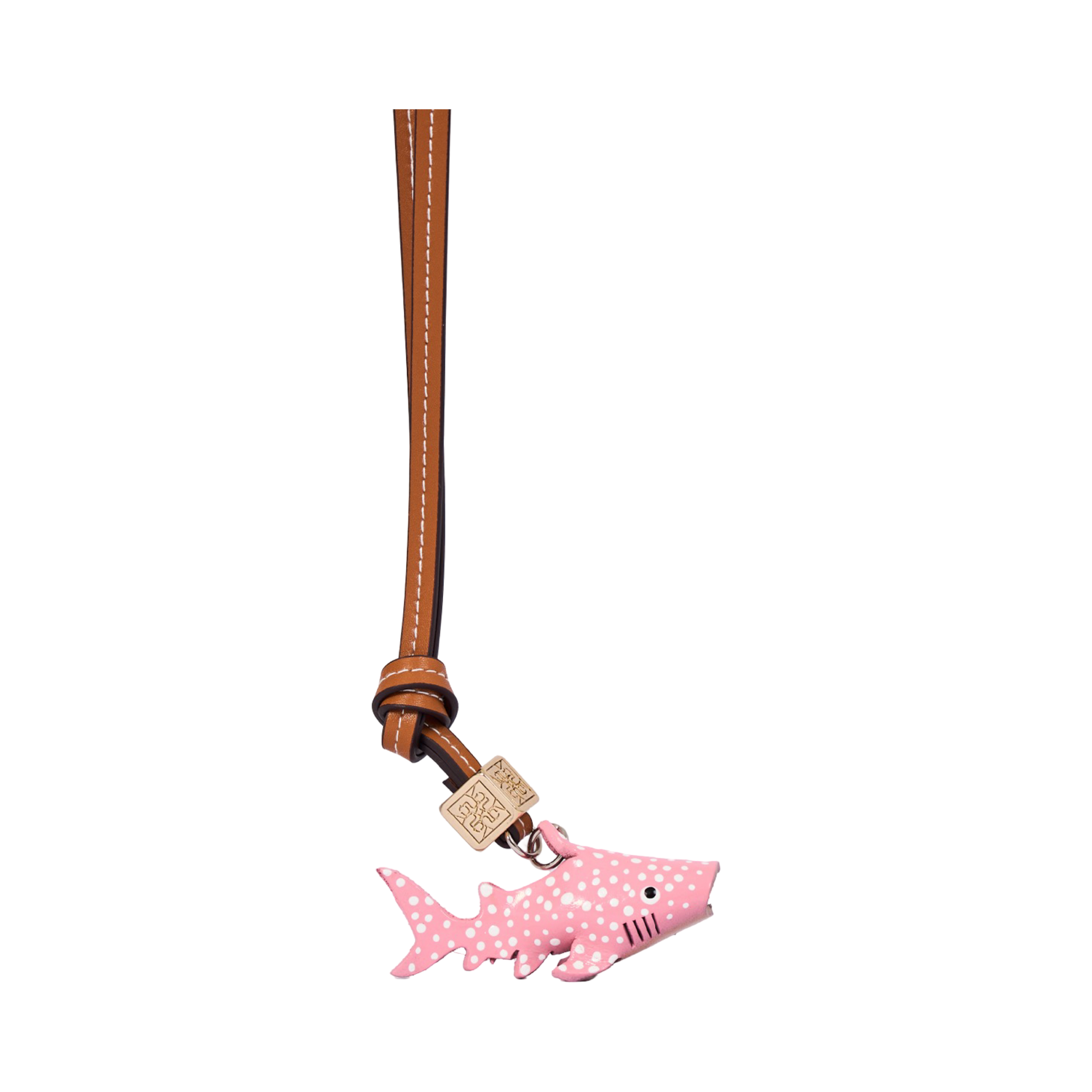 Animal Bag Charm Gold - Pink Shark