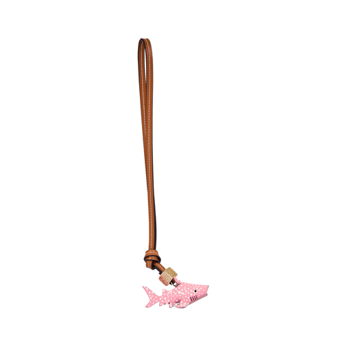 Animal Bag Charm Gold - Pink Shark