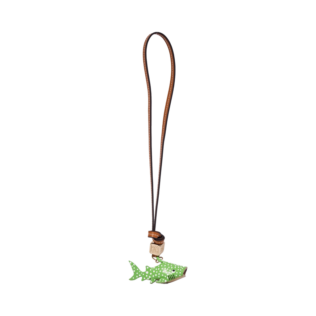 Animal Bag Charm Gold - Green Shark