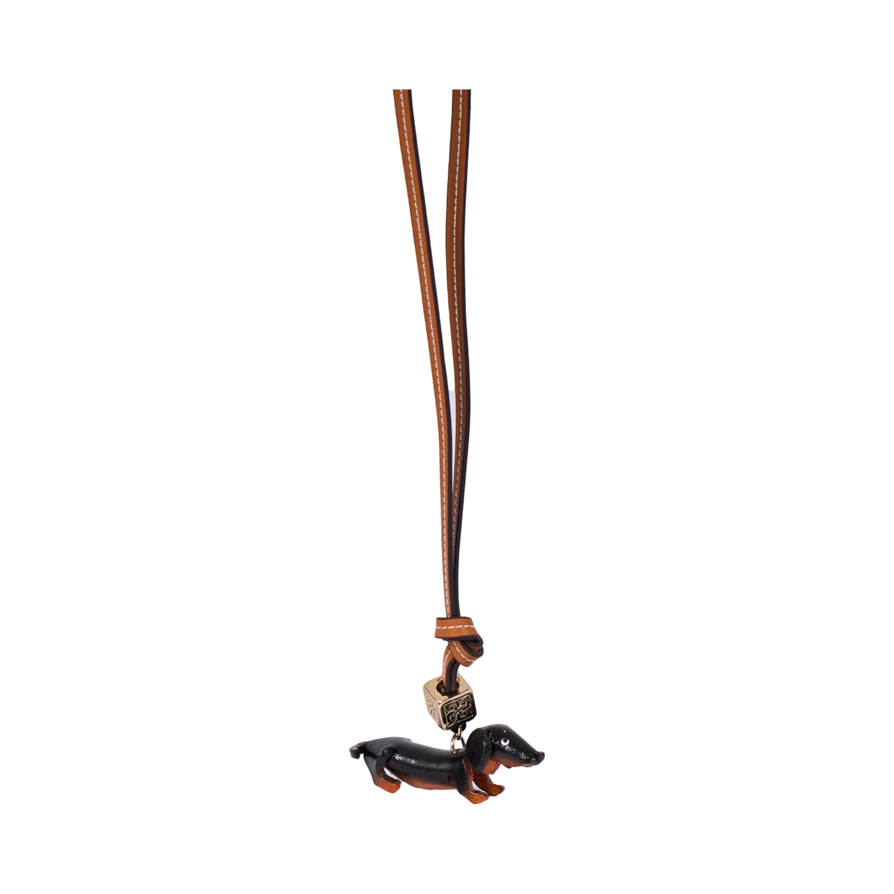 Animal Bag Charm Gold - Black Dachshund