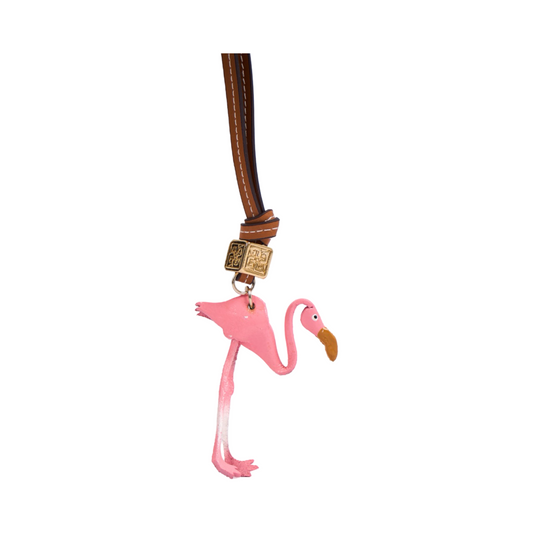 Animal Bag Charms Gold - Pink Flamingo