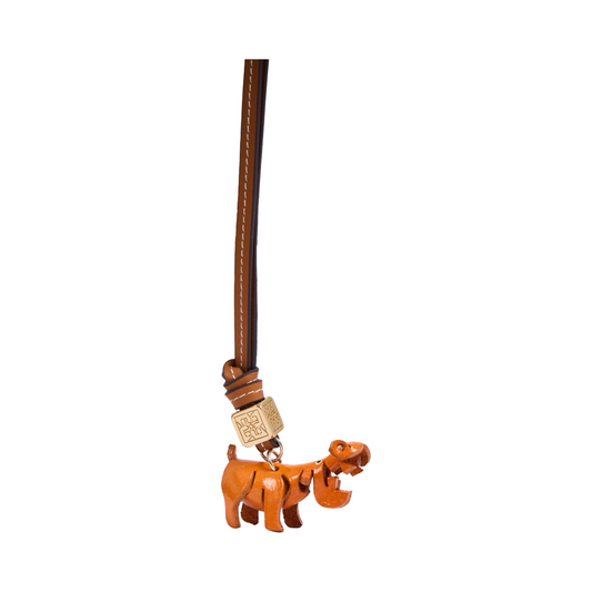 Animal Bag Charms Gold - Wood Hippo