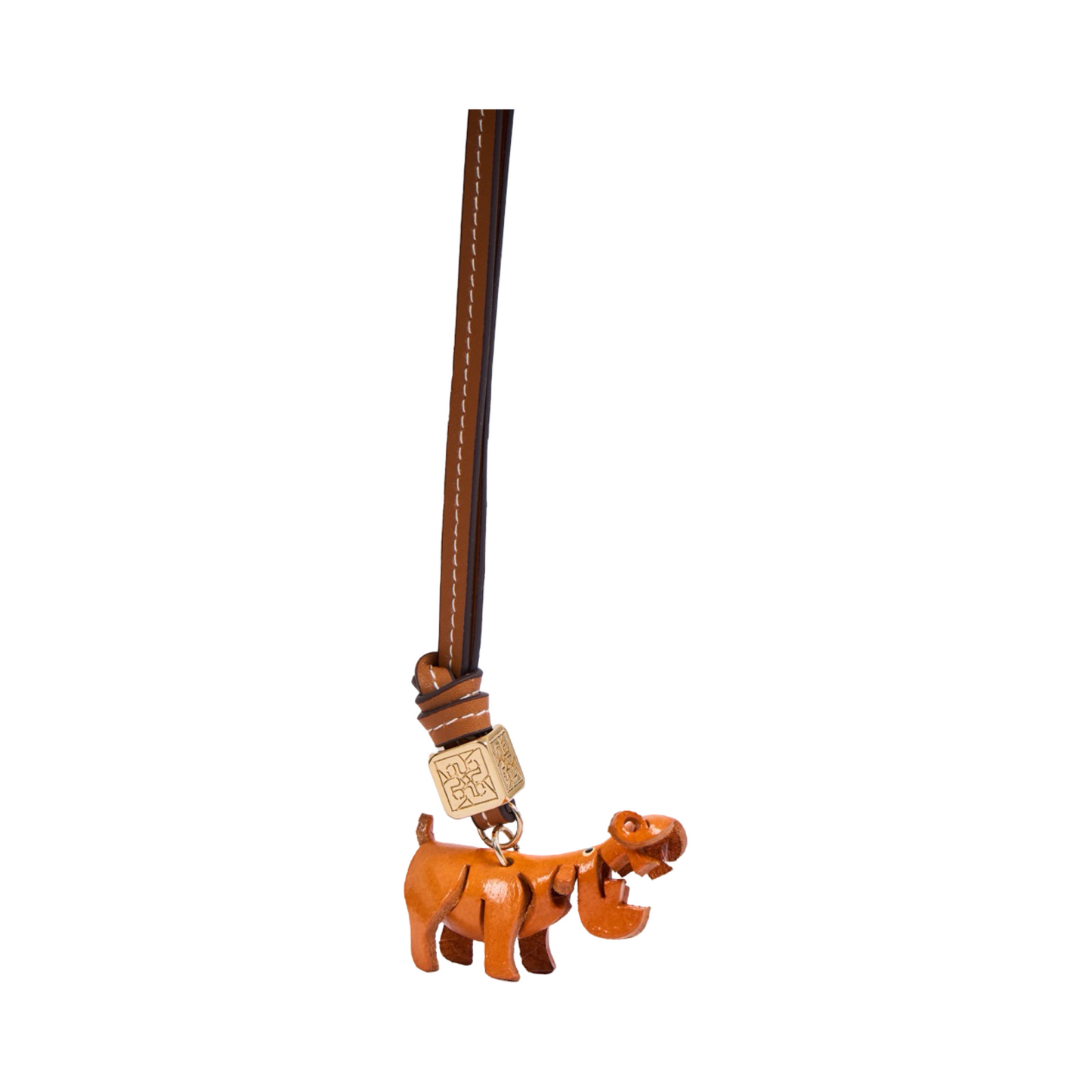 Animal Bag Charms Gold - Wood Hippo