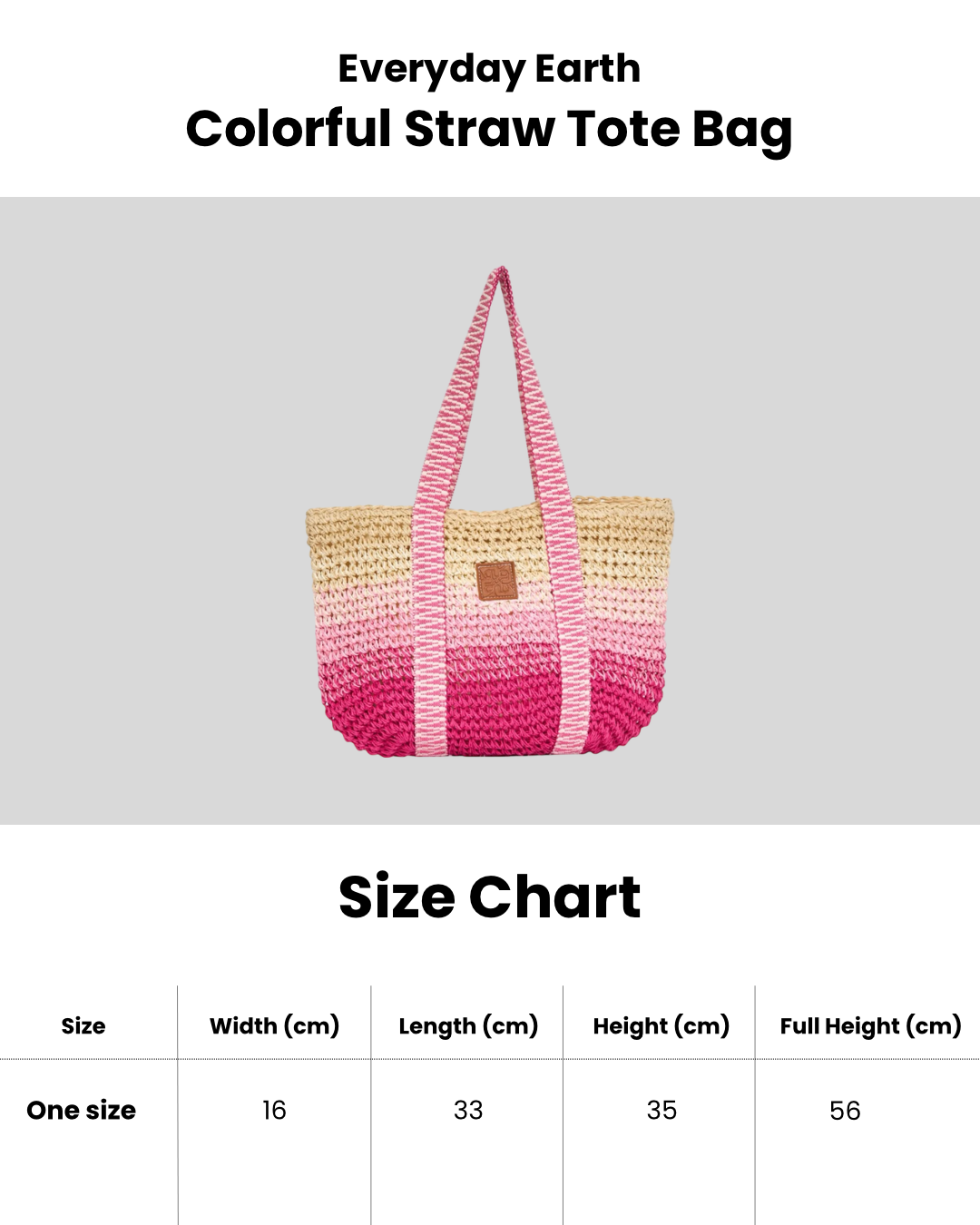 Everyday Earth – Colorful Straw Tote Bag – Pink