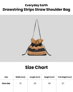 Everyday Earth – Drawstring Strips Shoulder Bag – Brown
