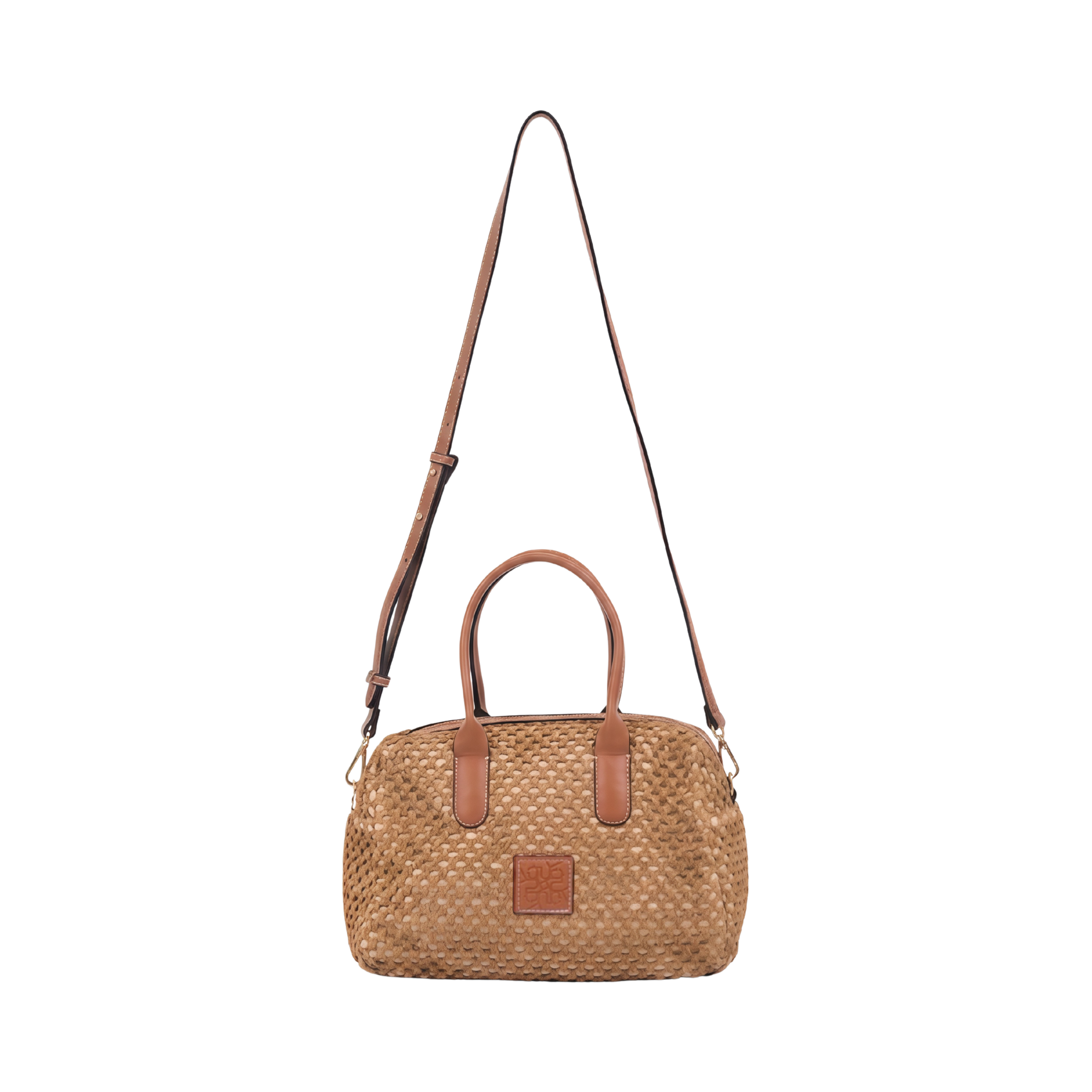 Everyday Earth – Straw Boston Shoulder Bag M – Brown