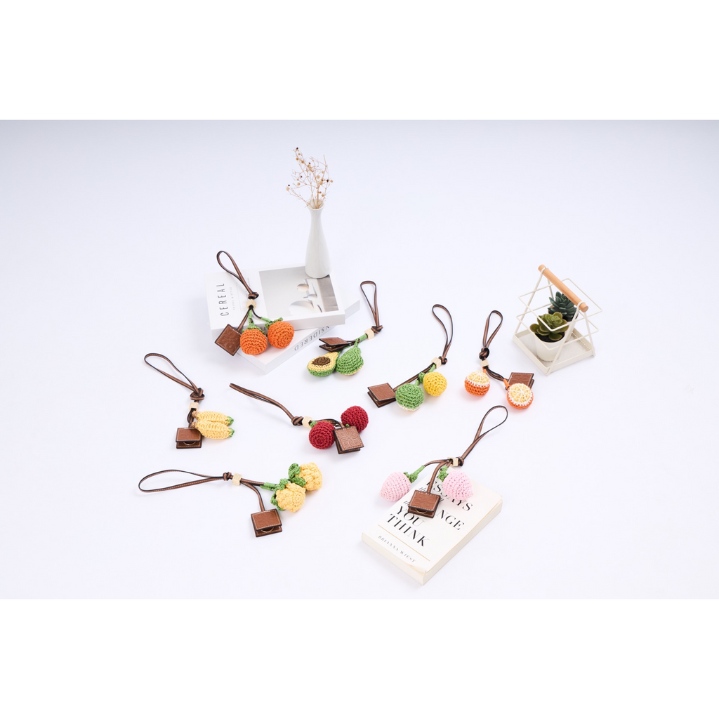 Fruity Crochet Bag Charm – Strawberry