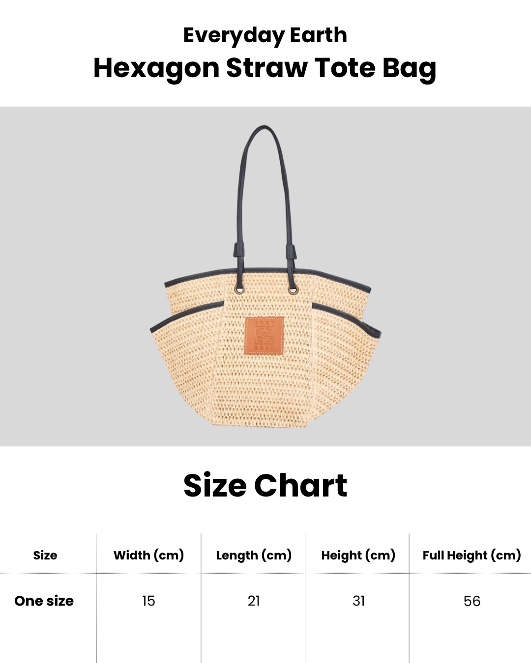 Everyday Earth – Hexagon Straw Tote Bag – Brown