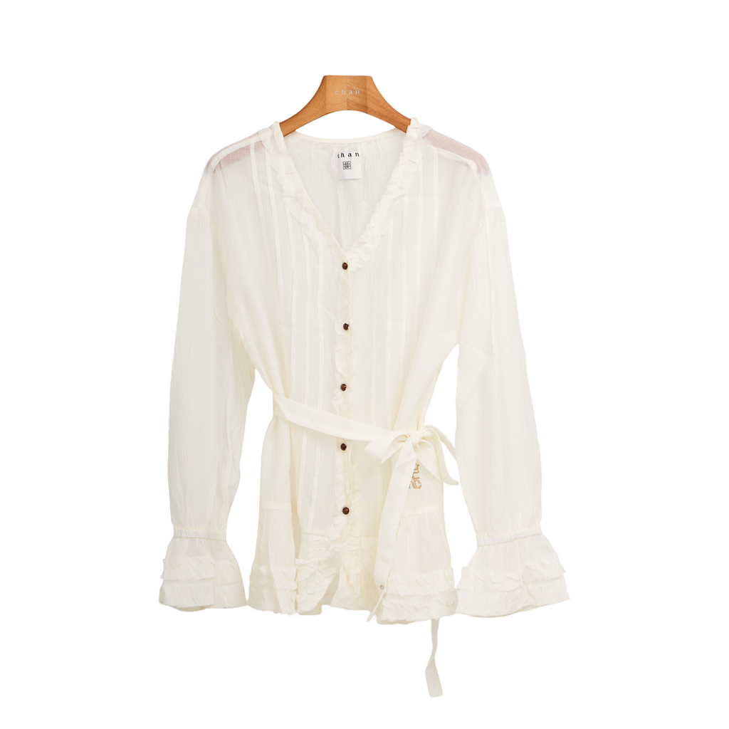 Ruffle Chiffon Blouse – White