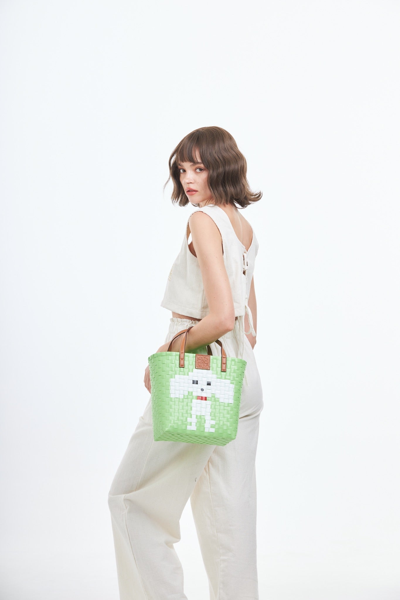 Animal Basket Bag Poodle L - Lime Green